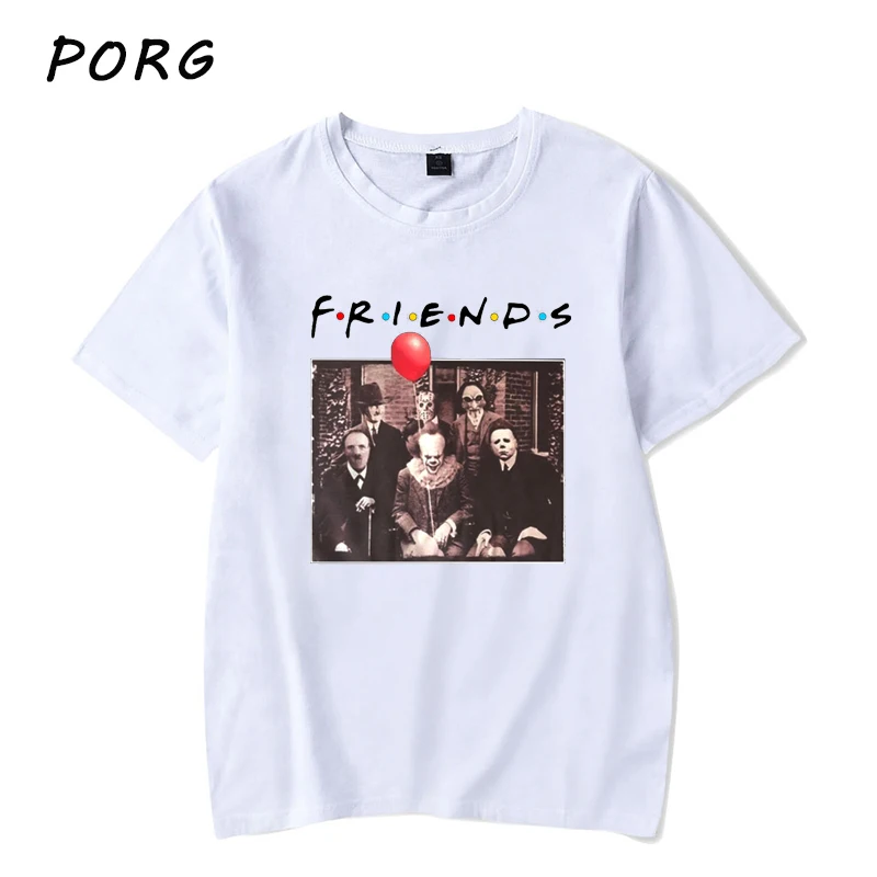 Horror Pennywise Friends Майкл Майерс Джейсон Вурхиз, Мужская футболка на Хэллоуин хлопок, подходящая футболка унисекс, футболка Homme