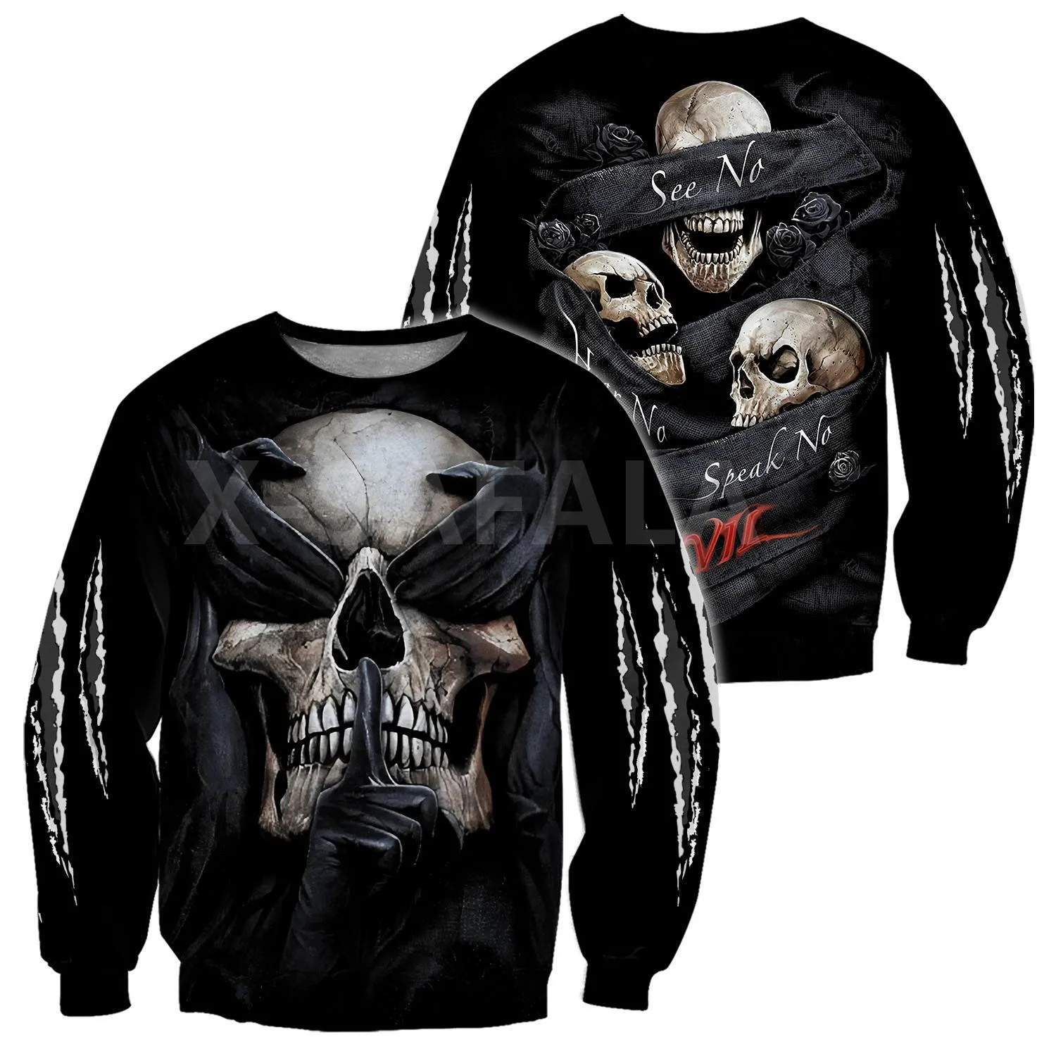 

Skull ,No Hear No Speak 3D All Print Plus Hoodie 2 Man Women Harajuku Outwear Zipper Pullover Sweatshirt Casual Unisex Jacket