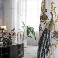 new chinese style classical peacock embroidery new chinese velvet embroidered curtains for living dining room bedroom new 2022