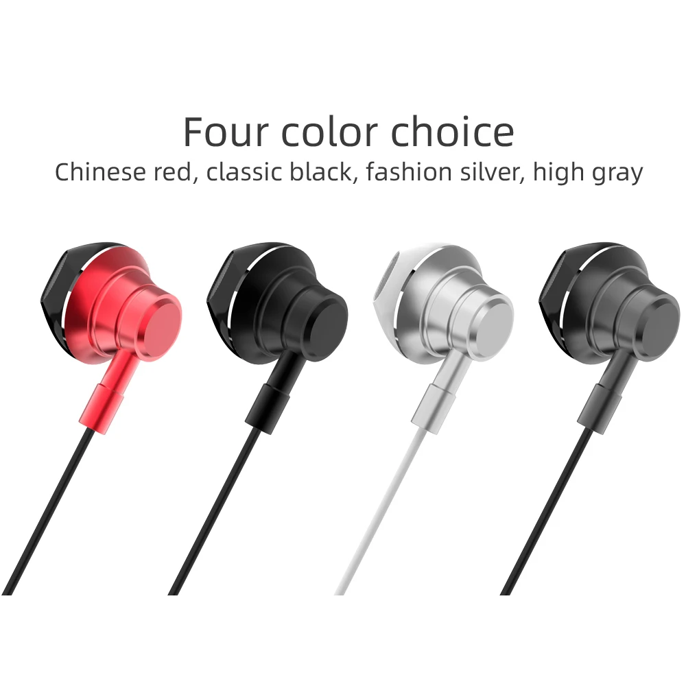 

RUZSJ R12 5D Stereo Bass Headphone In-Ear 3.5MM Wired Earphones Metal HIFI Earpiece with MIC for Xiaomi Samsung Huawei Phones