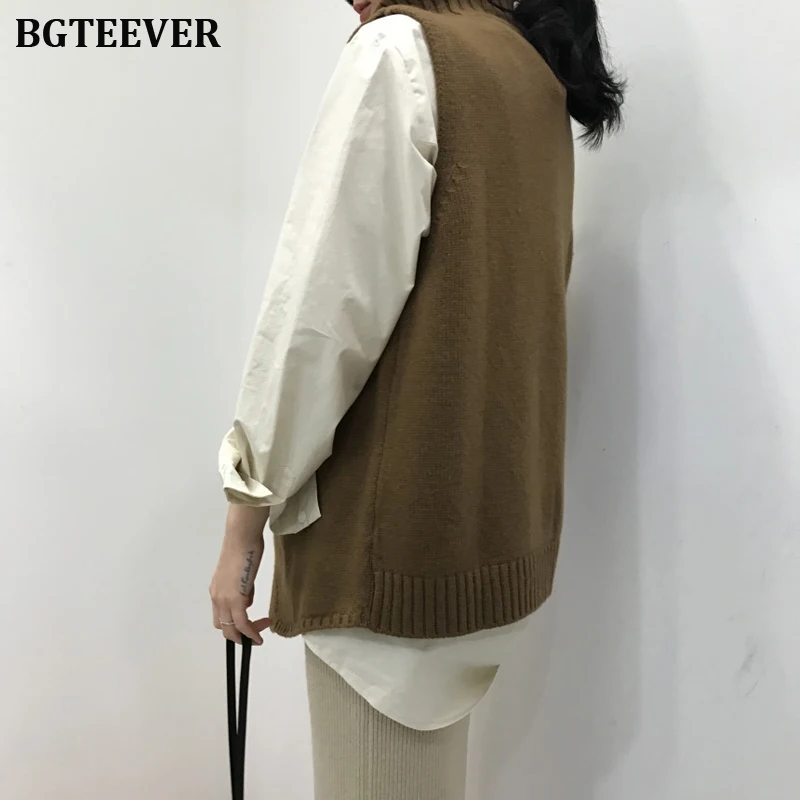 Модная водолазка вязаный жилет женский свитер шикарный Сплит трикотажные жилеты