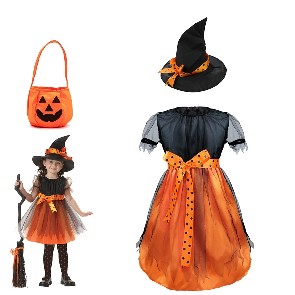 

Halloween Witch Costume For Girls Masquerade Carnival Party Kids Vampire Dresses Bat Wings Children Devil Dress Height 85-165cm