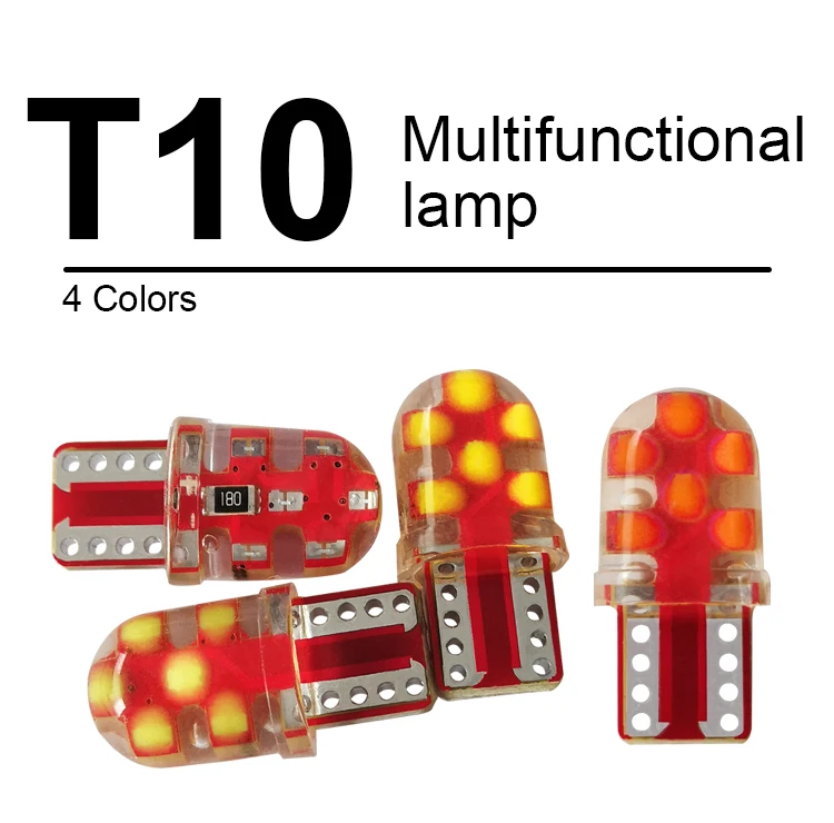 CROSSFOX 10x Автомобильный светодиодный T10 SMD12 W5W 194 светодиодный стояночный светильник для салона, клинообразный зазор, лицензионный светильник, белый, желтый, синий, красный