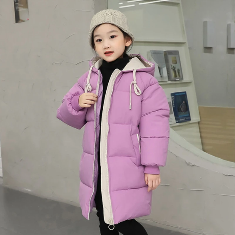 

Girls winter cotton Overcoat coat fashion new thick Keep warm hooded casual long jacket 2-10 year old boys high quality clothing