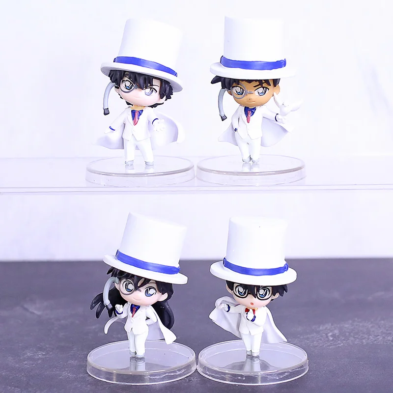 

4pieces/set Detective Conan white hat Anime Action Figure PVC New Collection figures toys For Kids Toys