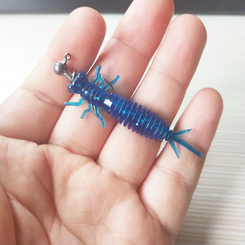 color E POETRYYI Larva мягкие приманки 60 мм Искусственные приманки рыболовный червь силиконовый бас Щука приманка джиггинг пластиковые приманки 30 - Цвет: color E