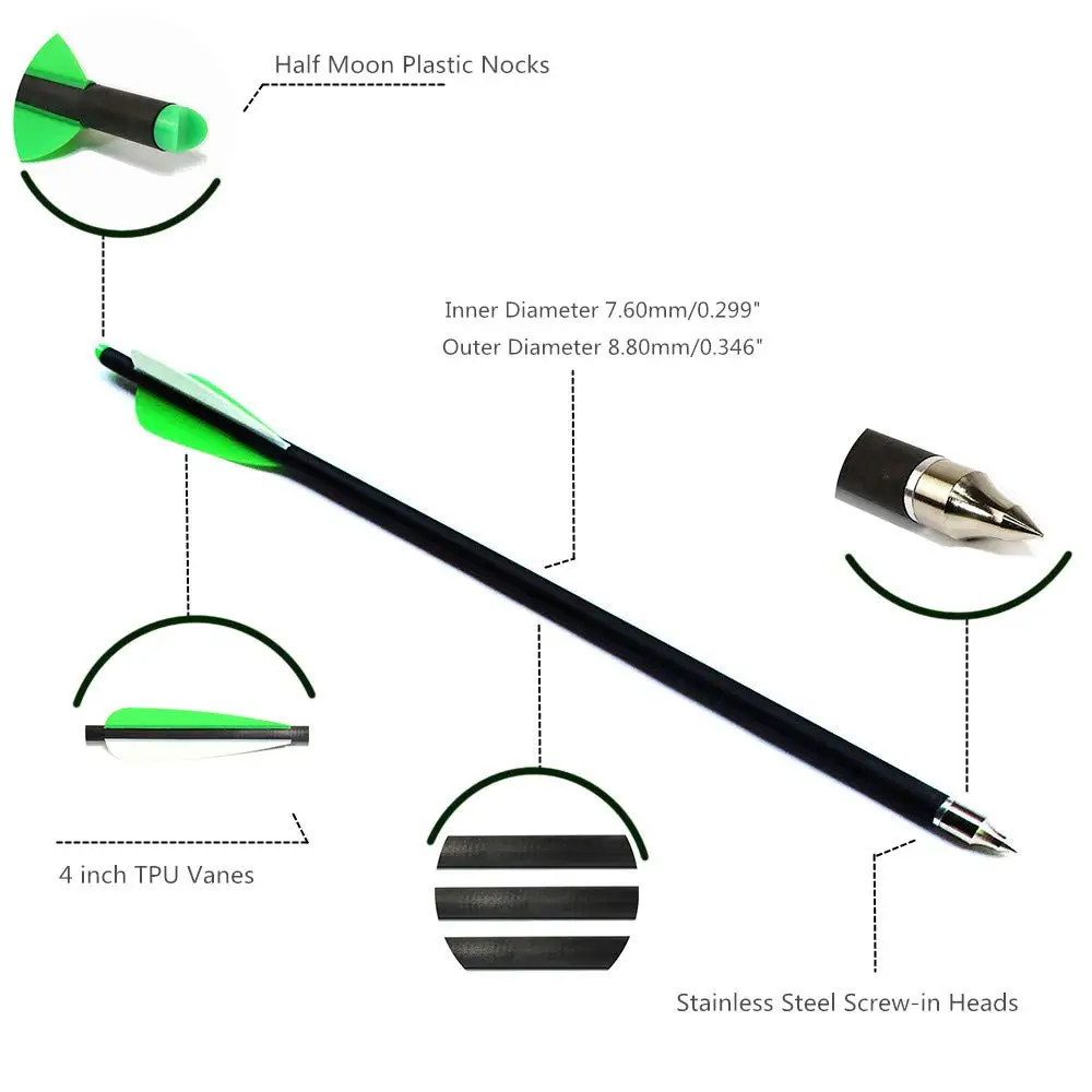 Стрельба из лука 20 &quot22 дюйма карбоновые арбалетные стрелы охотничьи
