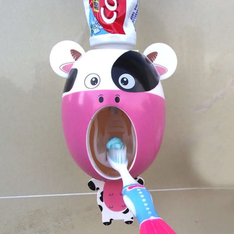 

2021 New kids Toothpaste Squeezer holder Wall Hanging Free Punching Lazy Dispenser Automatic Multicolor Bathroom suppleies