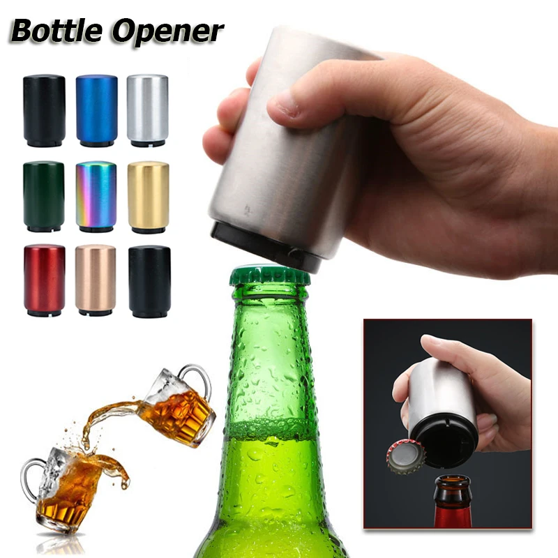 

Push Stainless Steel Beverage Bottles Bottle Opener Automatic Beer Opener Kitchen Gadgets Wine Openers Portable Bottle Opener