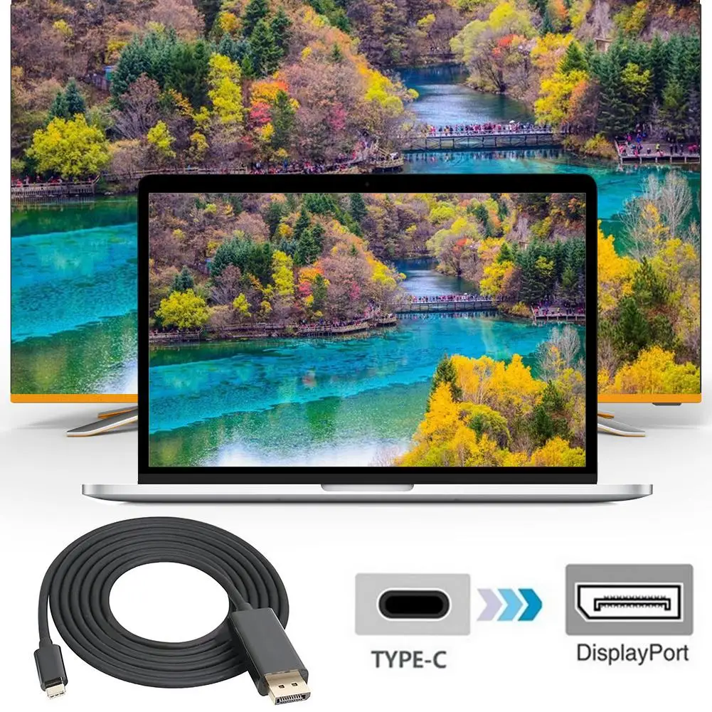 

Portable USB 3.1 Type C to DP Cable Adapter for Macbook Laptop 4K HDTV Display Support Micro DP Simultaneous Output