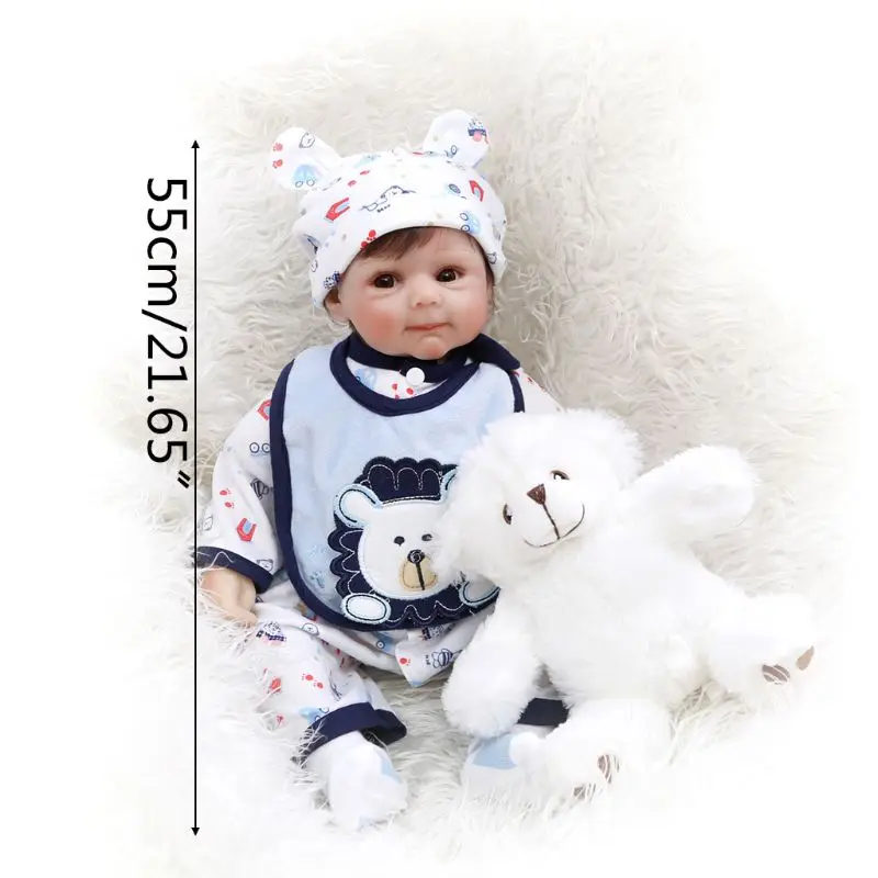 

55cm Realistic Doll Soft Body Vinyl Toddler Babies Lifelike Boy Bear Toy Gift
