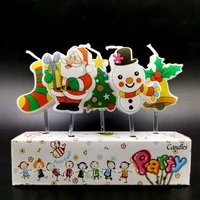 christmas cake candle santa claus snowman tree bell socks color smokeless children cake candle topper decoration baking supplies