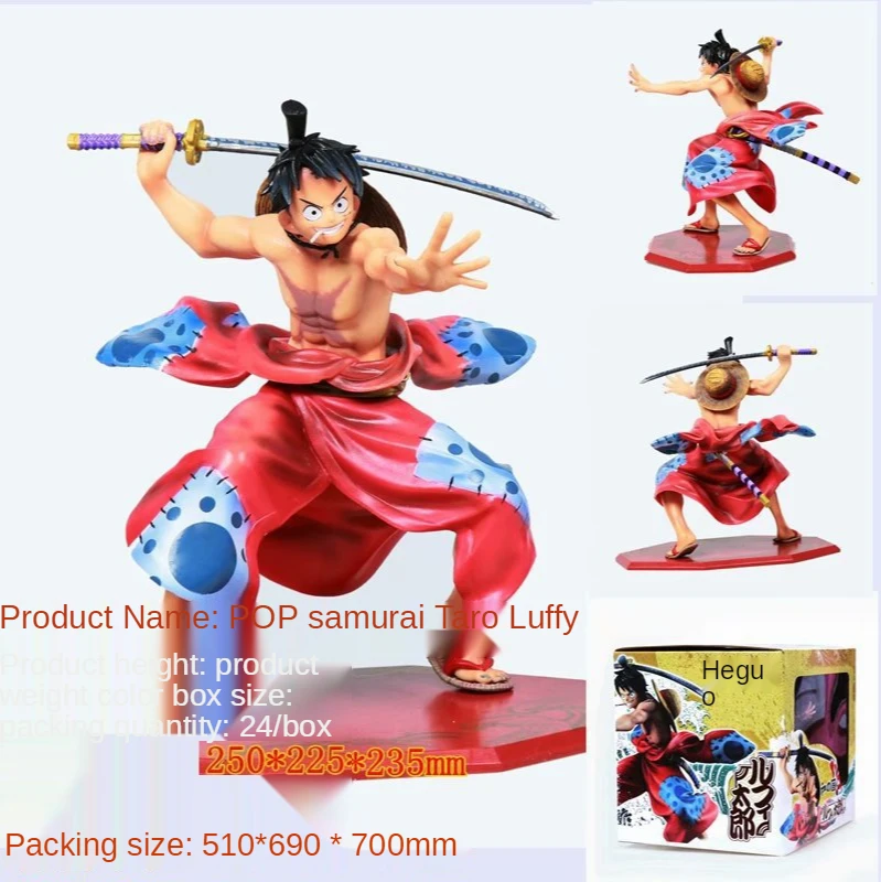 

17CM Anime One Piece POP Wano Country Samurai Taro Kimono Luffy Action Figure Armed Color Decoration Toy Model Children's Gifts