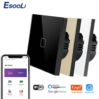 esooli tuya smart life glass panel euuk standard touch switch zerosingle fire line voice control light wireless wall switch