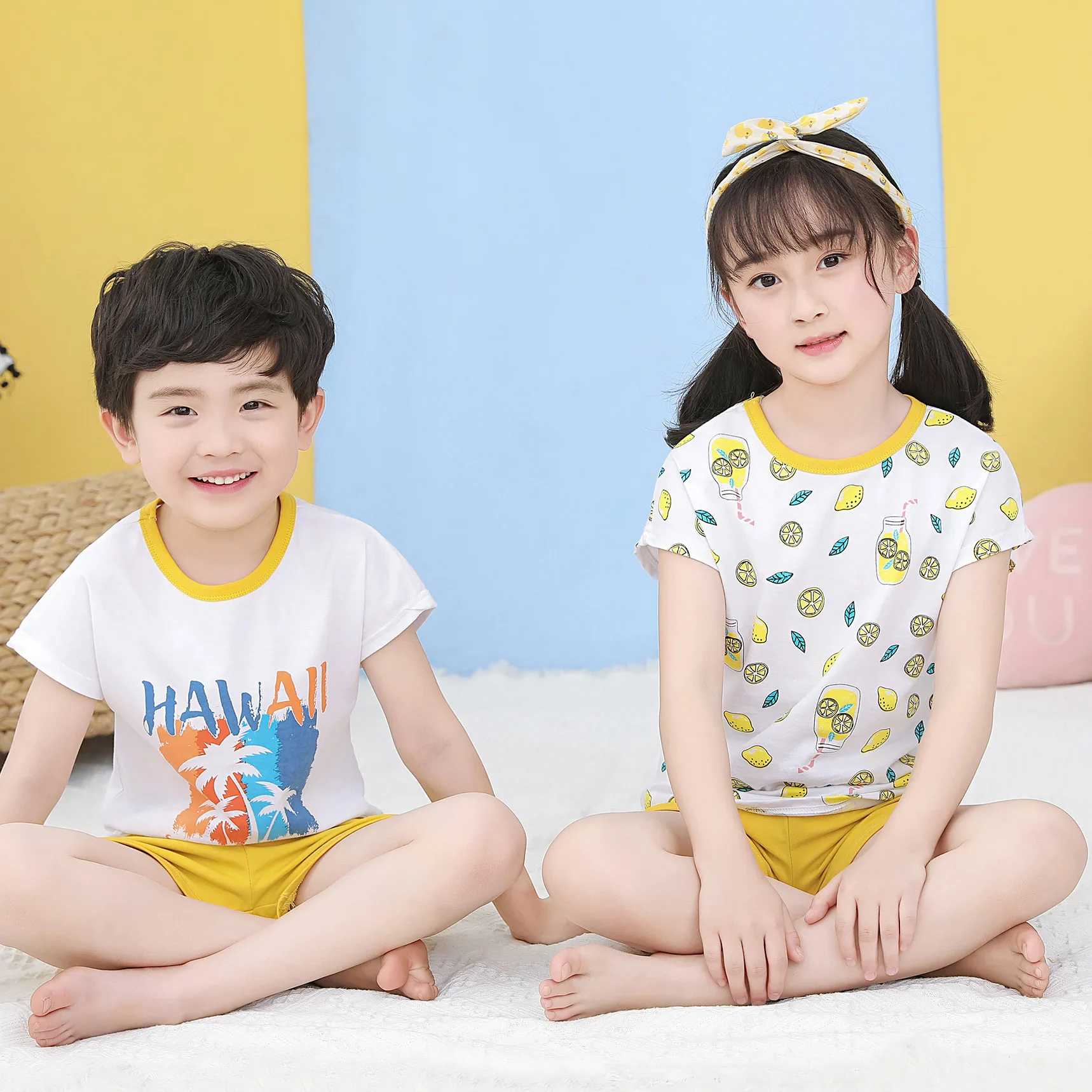 

Summer Children's Clothing Short Sleeve Pajamas Sets Boys Girls Cartoon Sleepwear Teens Nightwear Kids Lovely Pyjamas Homewear