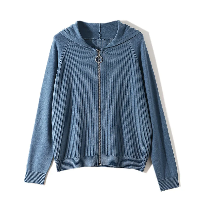 Женский свитер с капюшоном и длинным рукавом зимний Свободный Повседневный