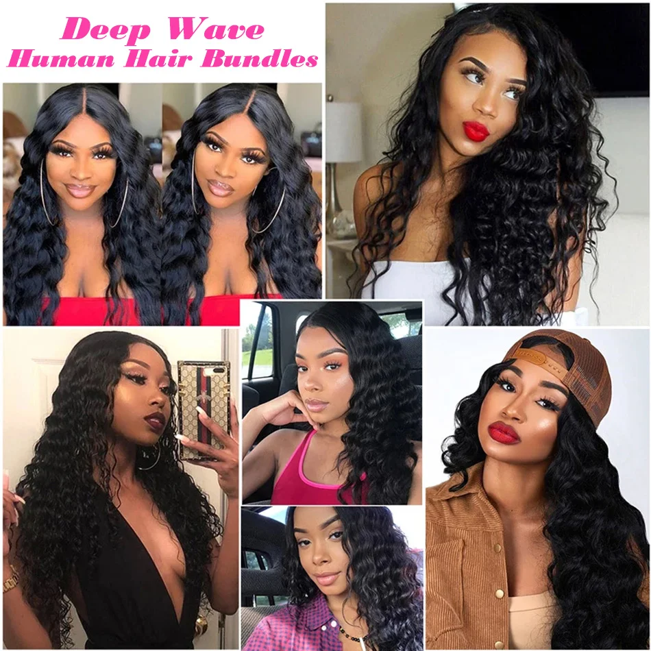 

Mifil Wholesale Deep Wave Bundles In Bulk 28 30Inch Deep Wave Brazilian Human Hair Weave Bundles Remy Hair Extensions Human Hair