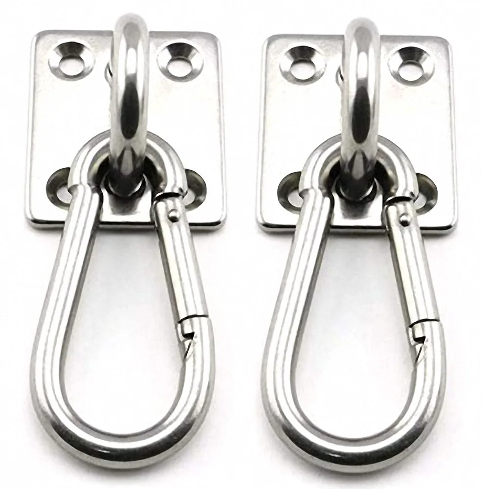 

2Pcs/Lot Wall Mount Square Buckles Stainless Steel Heavy Duty Multi-Function Yoga Hammock Sandbag Shade Net Hook Metal Base
