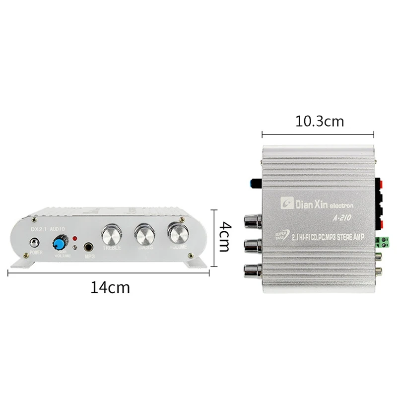 Авто DX-210 2 1 канал бас Мощность усилитель HiFi аудио стерео Динамик бустер 12V