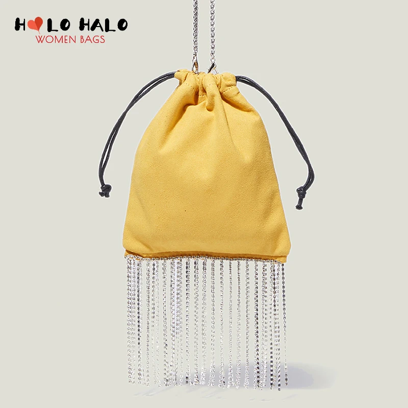 

Luxury Diamond Crossbody Bag Fashion Plush Tassel Bag of Women Casual Ladies Chain Shoulder Bag Simple Solid Color Desiger Bag