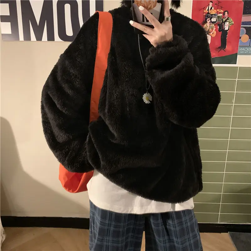 

Толстая бархатная Толстовка большого размера, женская теплая Модная однотонная Повседневная Толстовка с круглым вырезом, зимний женский с...