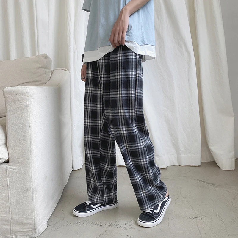 Разборные 2020 клетчатые брюки женские уличные свободные повседневные Прямые для