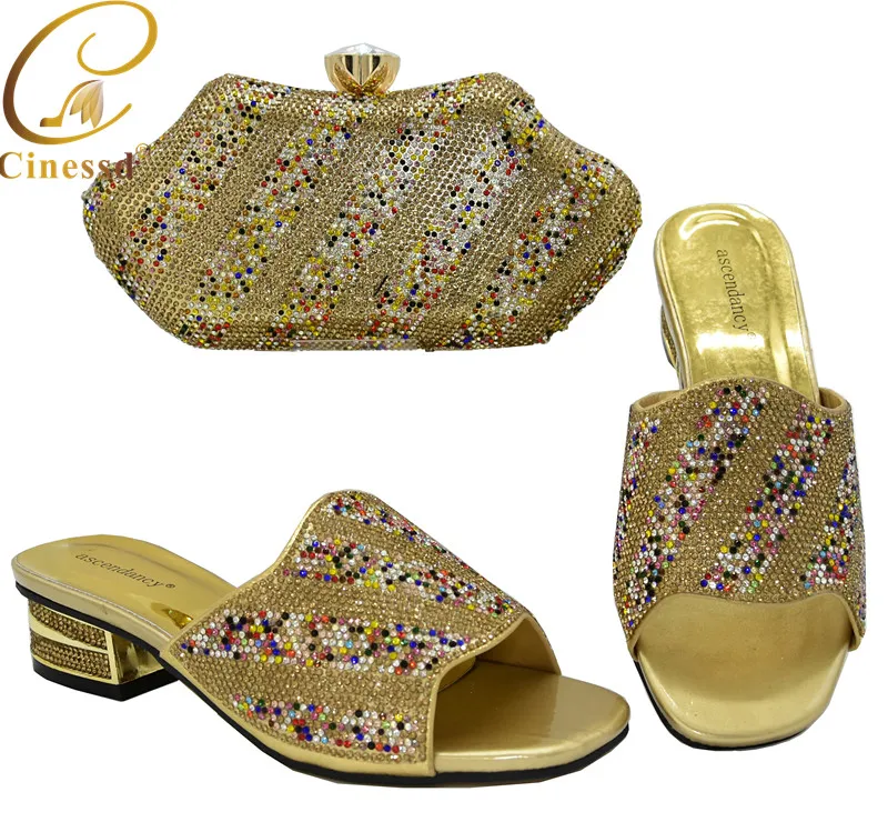 2020 женская обувь и сумка в комплекте Италии комплект из обуви сумки украшенные