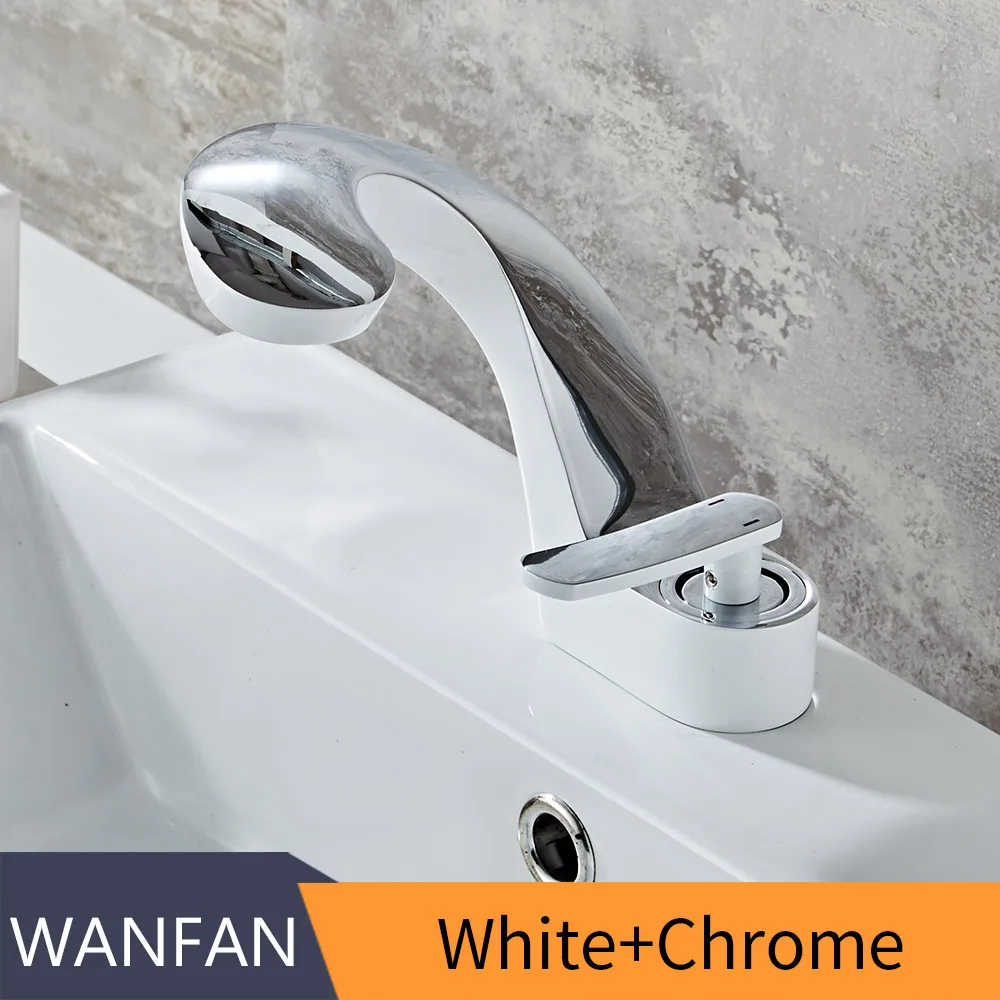 White Chrome Смеситель для раковины, кран для раковины, черный смеситель с краном, смеситель с одной ручкой на одно отверстие, смеситель для горячей и холодной воды, кран 9520L - Цвет: White Chrome