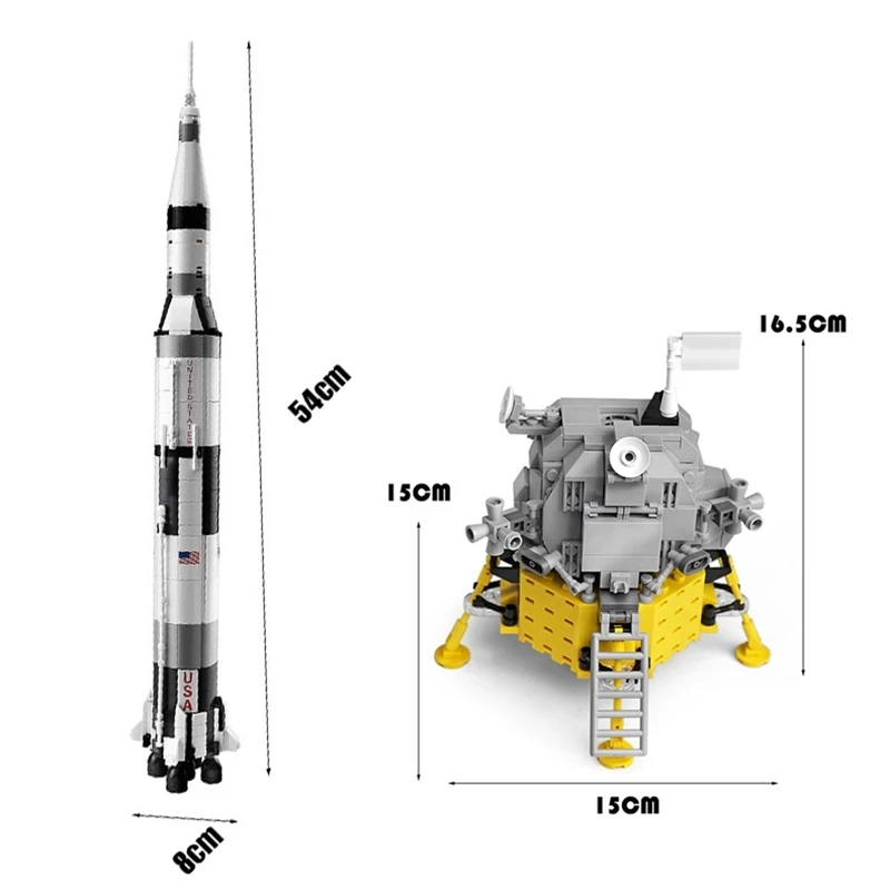 

Creator Series Apollos 11 Saturn V Rocket Lunar Module Building Blocks Aerospace City MOC Technical Model Bricks Toys Gifts
