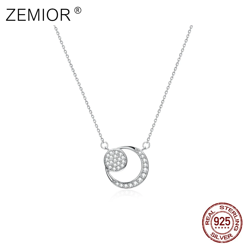 

ZEMIOR Necklaces For Women 925 Sterling Silver Zircon Crescent Moon Shape Popular Jewelry Valentine Day Gift Hot Sale 2021
