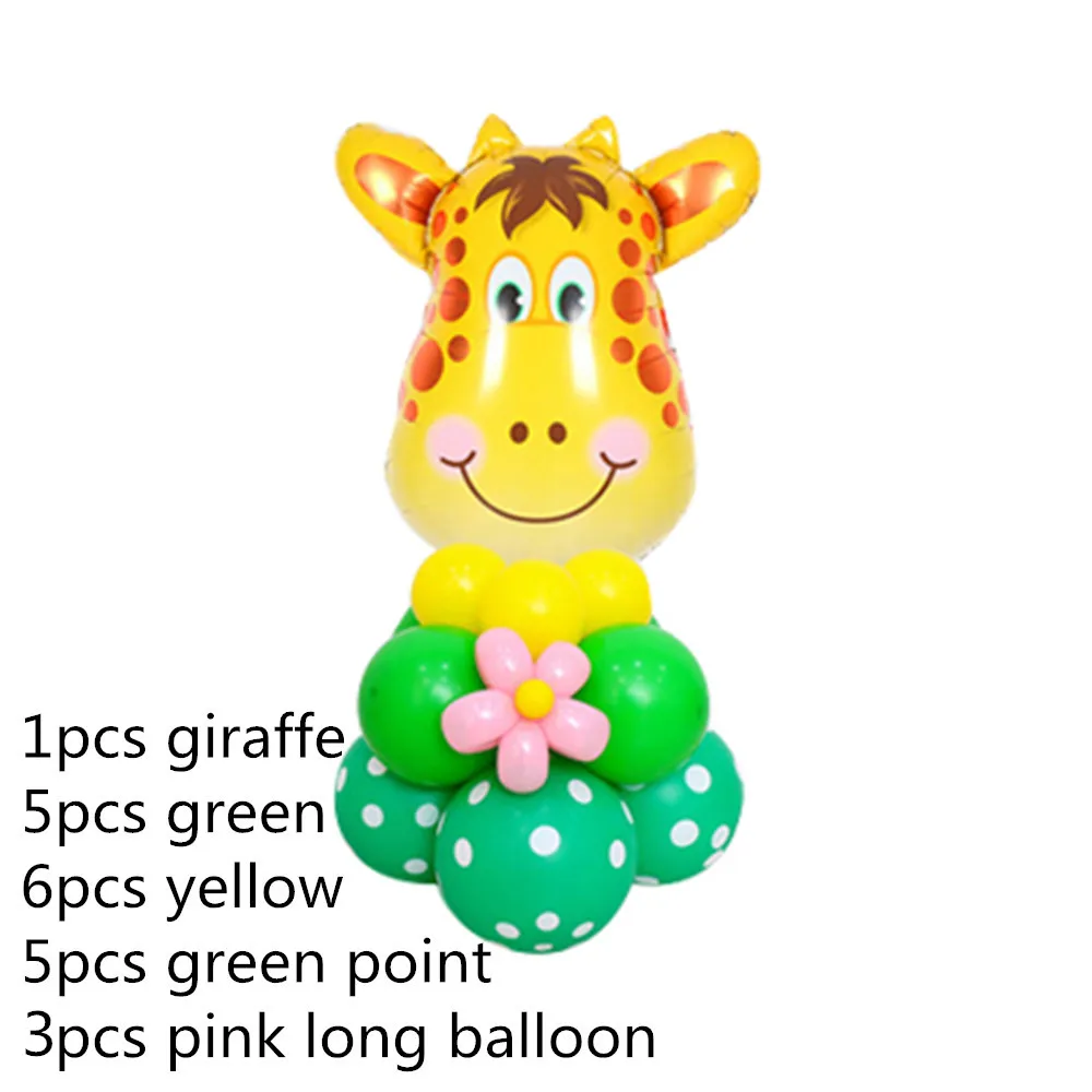 20 шт./лот воздушные шары из фольги с головой животного вертикально стоящий набор