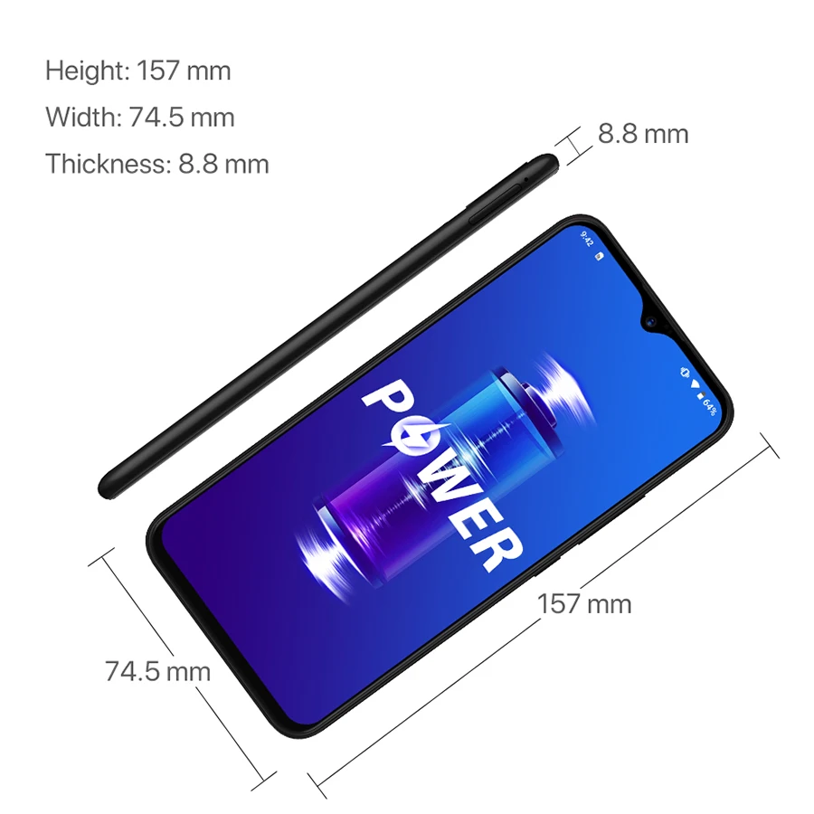 UMIDIGI power Android 9 0 5150 мАч большая батарея 18 Вт 6 3 'FHD + экран капли воды 4 Гб 64 Helio P35