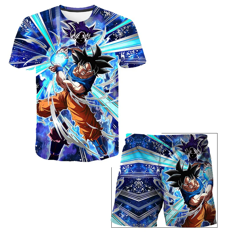 

2021 Summer Baby Tshirts Dragon-Ball T Shirt Children Clothing Sets Japan Anime Costume 2 Pieces Sets Boys Clothes Tops + Shorts