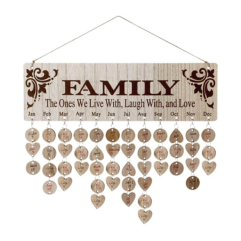 

Family Birthday Reminder Calendar Hanging Board Family Birthday Board DIY Wooden Calendar Wall Birthday Reminder