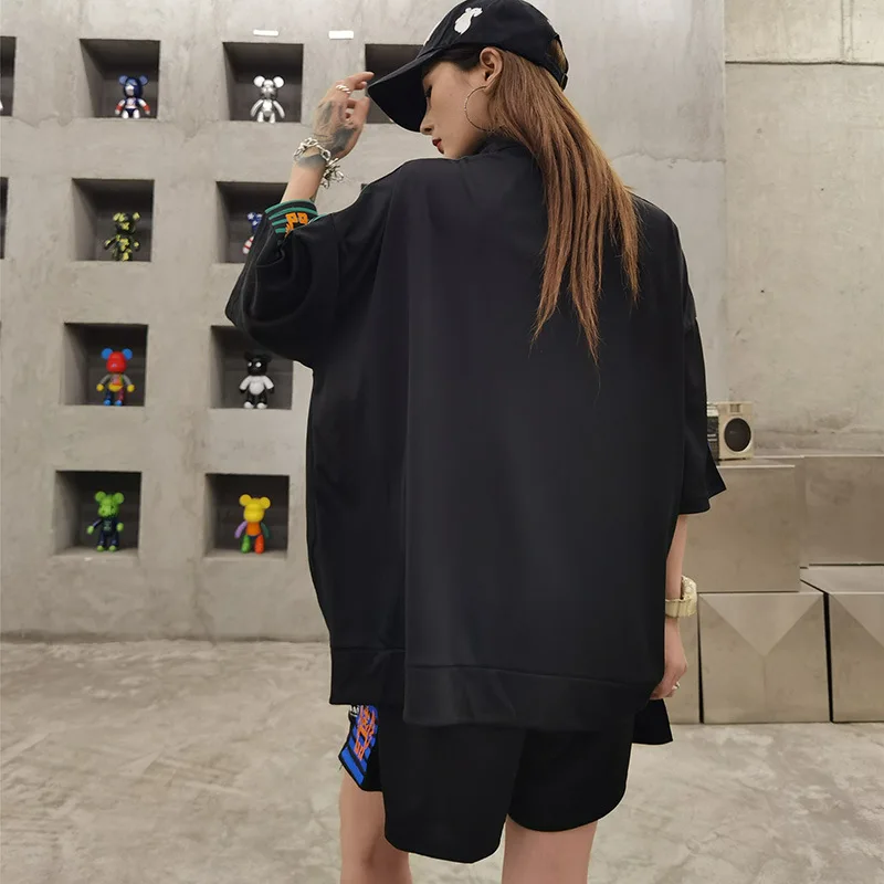 

QING MO Fashion Brand Women Sportswear Set 2021 Summer Women Turtleneck Coat + Drawstring Short Pants ZQY7322