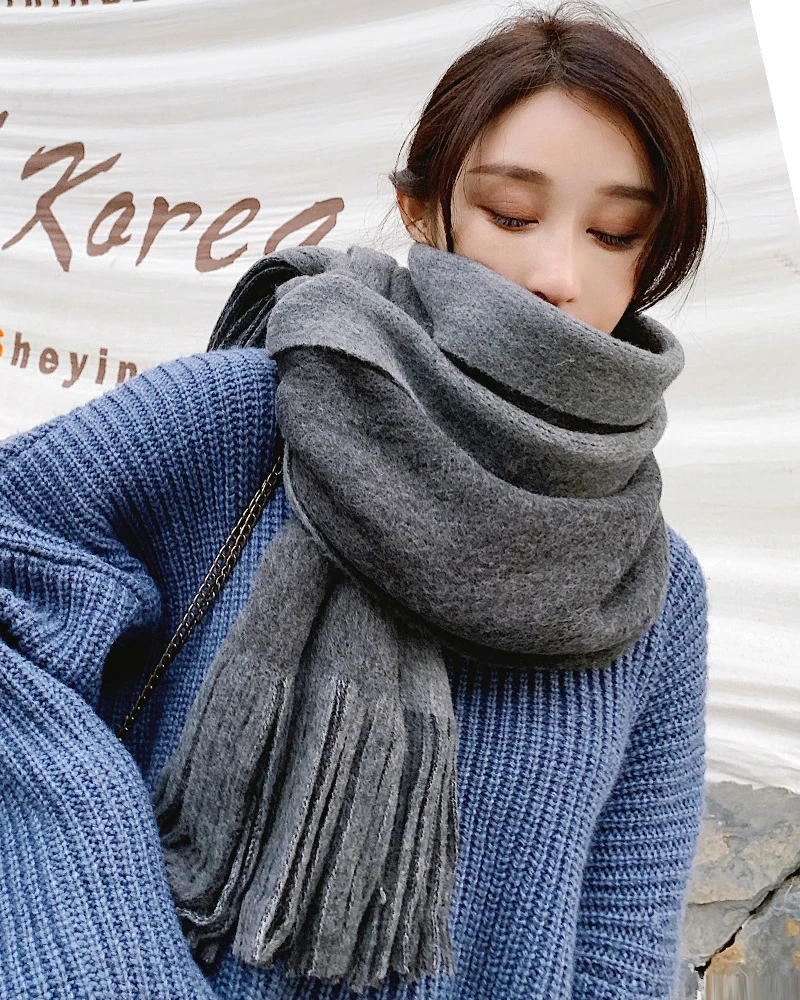 Женский шарф-Пашмина Модный мягкий кашемировый шарф с кисточками зима 2019 |