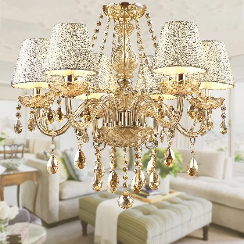 

Modern crystal chandelier with lampshade for bedroom kitchen dining room lustre de cristal Cognac Color lampadari cristallo