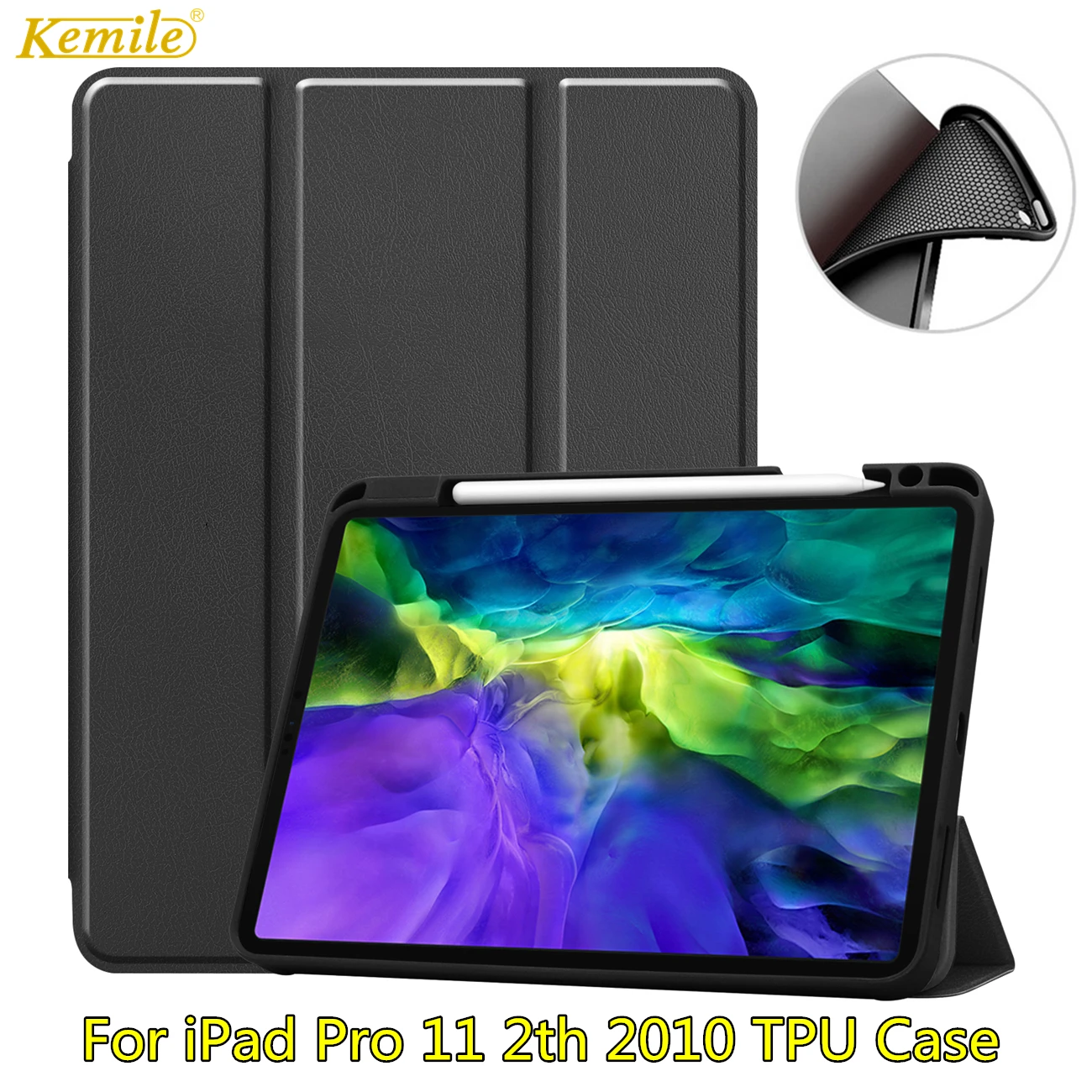 

For iPad Pro 11 inch 2020 PU Leather Tablet Case Anti-scratch Flip Stand Cover with Sleep Function For iPad Pro 11 2020 Case