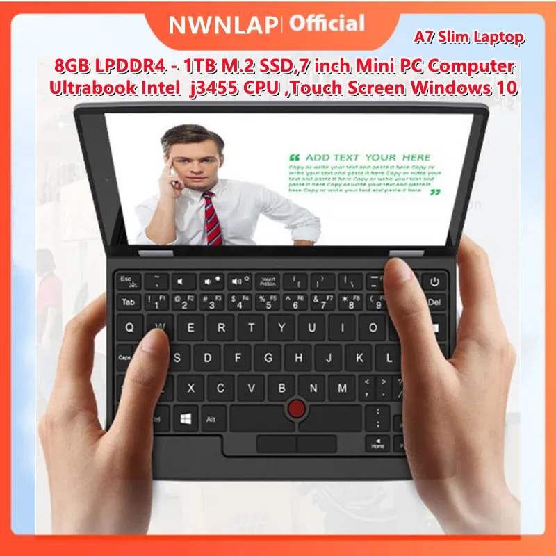 Latest Pocket Slim Laptop Ultrabook A7 Intel j3455 CPU 8GB+1TB SSD 7inch Mini PC Computer Netbook Notebook Touch Screen Window10