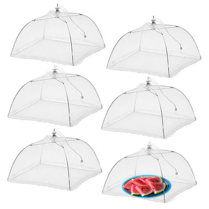 6pc 46x46cm Чехлы для еды, практичный кухонный сложенный пищевой чехол, гигиенический сетчатый зонт, стиль кухонной посуды, покрытие для стола, сетчатая кухонная посуда - Цвет: 6pc 46x46cm