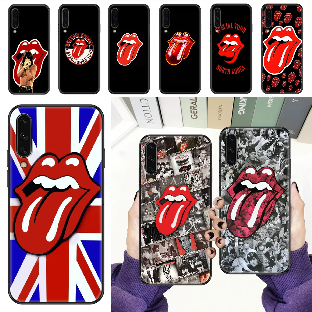 

Stones Lips Rock Band Phone case For Samsung Galaxy A 3 5 7 8 10 20 21 30 40 50 51 70 71 E S 2016 2018 4G black painting bumper