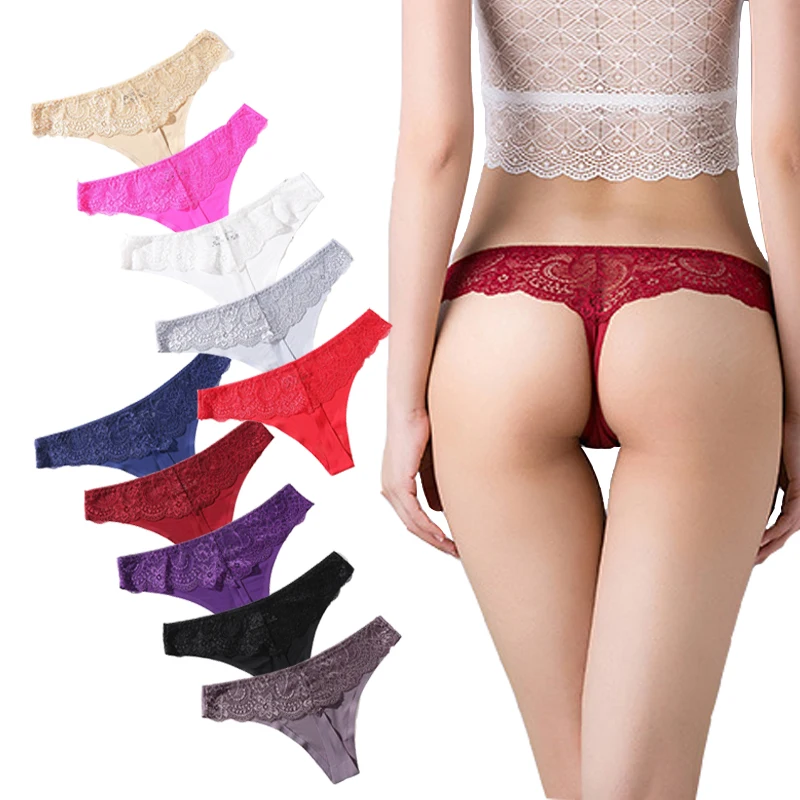 Женские сексуальные кружевные трусики-стринги размера плюс Базовая мода