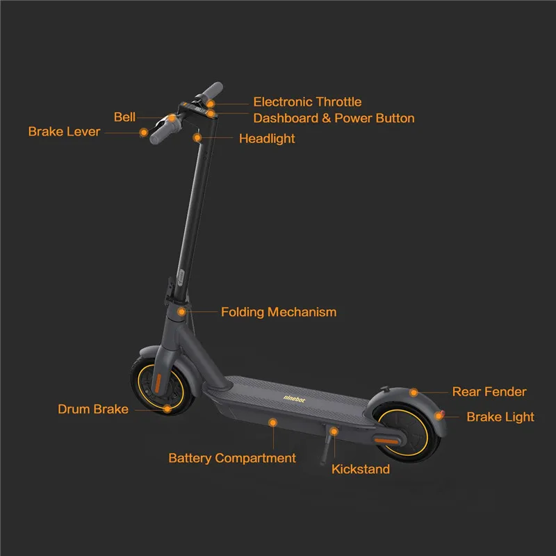 Ninebot MAX G30 Kickscooter 30 км/ч 65 км пробег умный электрический скутер 1" складной с управлением через приложение скейтборд Ховерборд