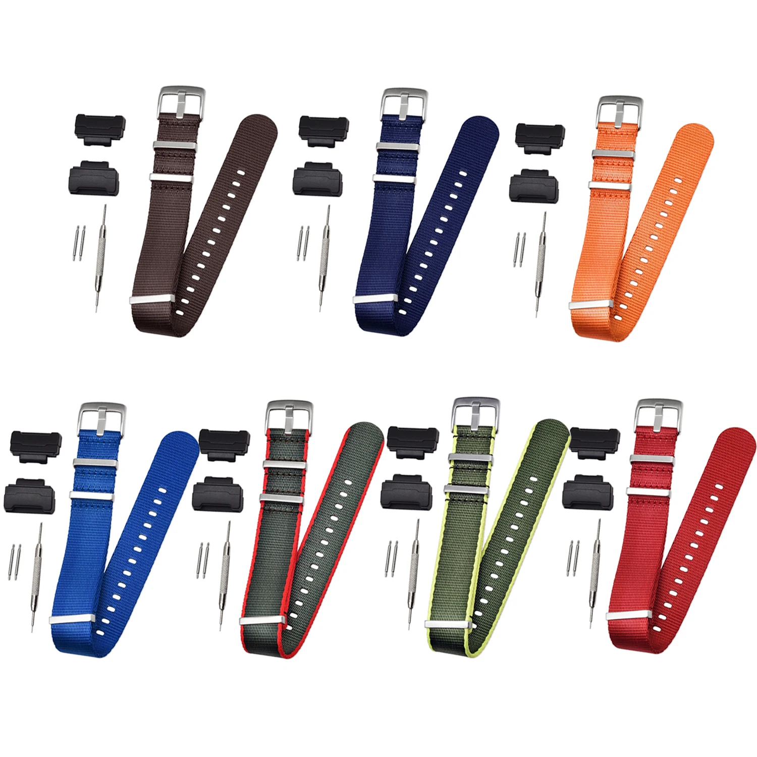 Gosear 3 кольцевой нейлоновый тканевый браслет ремешок для часов с набором