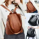 Горячая Распродажа, противокражный Модный женский школьный рюкзак из искусственной кожи, дорожная сумка через плечо, женский рюкзак, черныйкоричневый