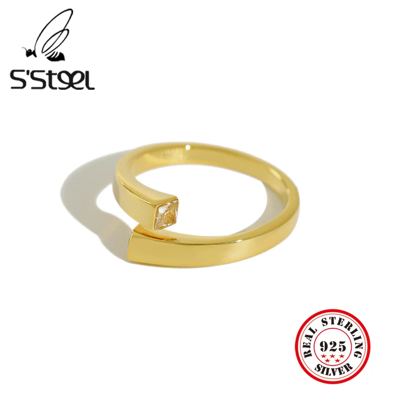 

S'STEEL 925 Sterling Silver Rings For Women Zircon Gold Ring Anillos Plata 925 Para Mujer Bagues Pour Femme Ringen Fine Jewelry