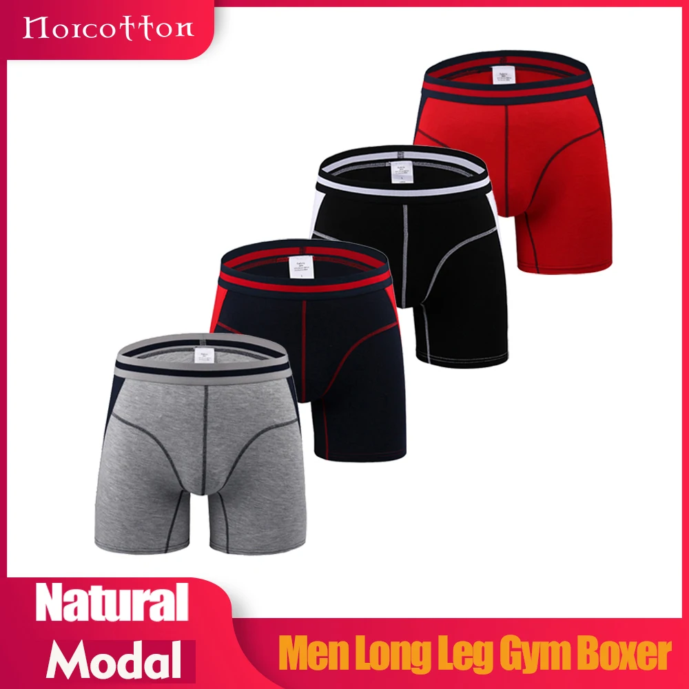 

Natural Modal Men Long Leg Gym Boxer Shorts Male Stretch Underwear Briefs U Convex Pouch 6pcs/Lot Underpants For Man Norcotton