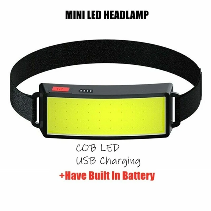 

Outdoor COB Strong Headlight Waterproof 3 Modes Head-mounted Head Lamp USB Rechargeable Camping Fishing Soft Light Head Light