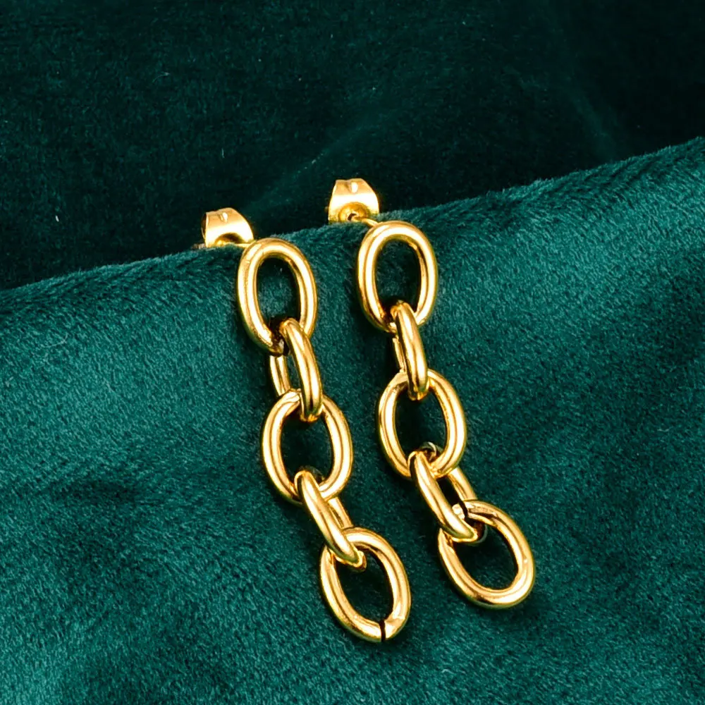 

Wholesale E122 Vintage Long Chain Stud Earrings Fashion High Texture Grain for Women Gift