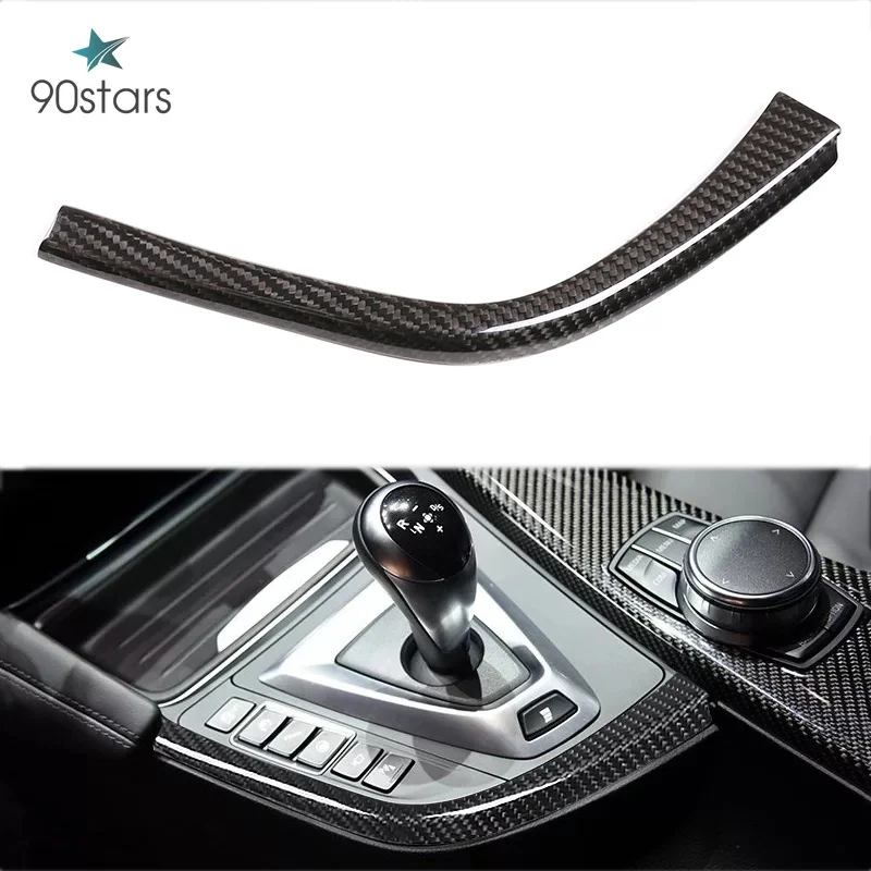 For BMW 2014-2018 R/LHD M3 M4 F80 F82 F83 Real Carbon Fiber Car Gear Shift Panel Side L Shape Strips Trim Interior Modification